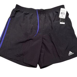 Adidas Men's Black XL NWT Performance Shorts 7" with Purple Stripe